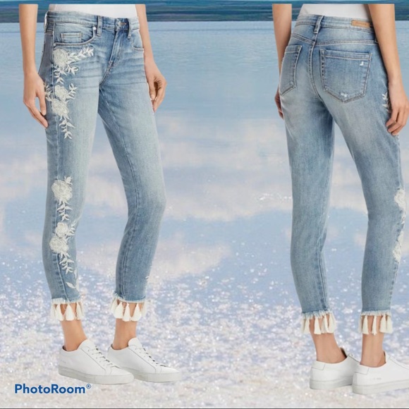 Blank NYC Denim - Blanknyc Embroidered Tassel-Hem Jeans Waist 29”